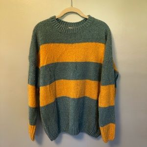 Blue, yellow, and sparkly sweater